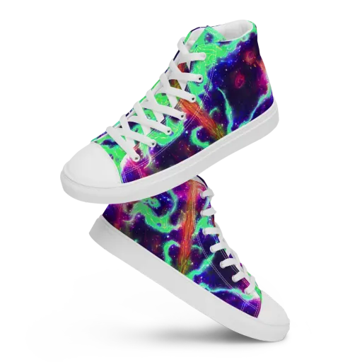 Neon Dragonfield on a Women's High Top Canvas Shoes