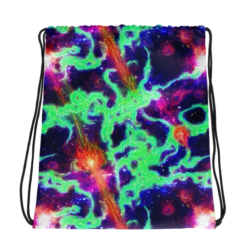 Neon Dragonfield on a Drawstring Bag