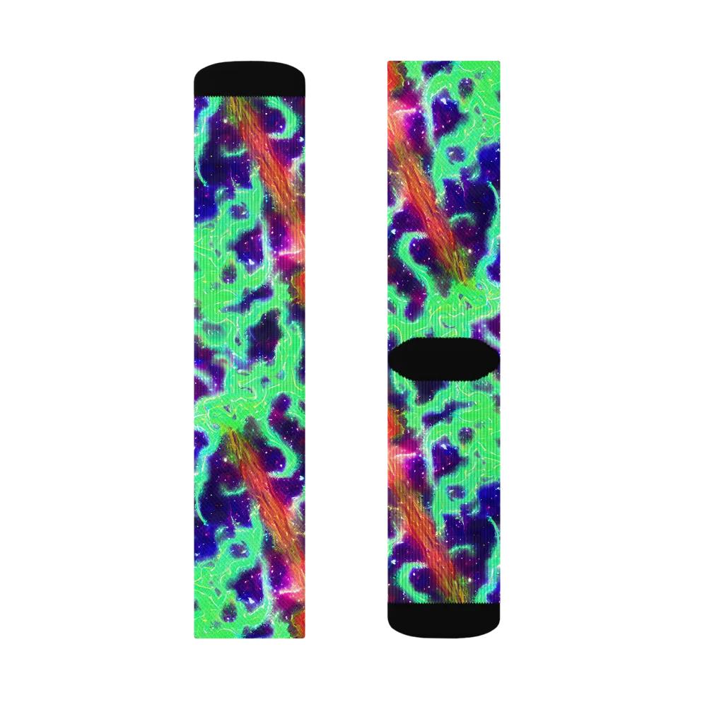Neon Dragonfield on Socks — Right Sock