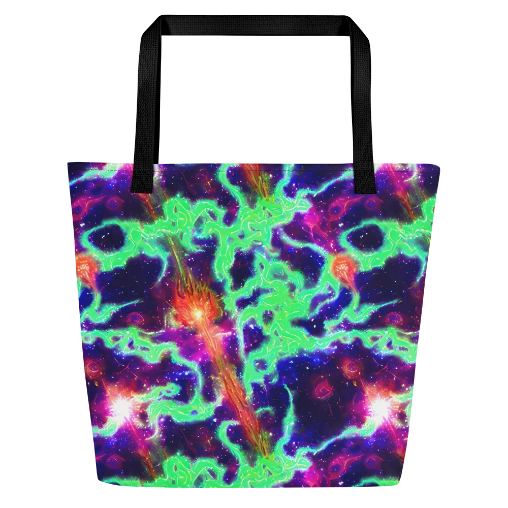 Neon Dragonfield on Large Tote Bag W/ Pocket — Front