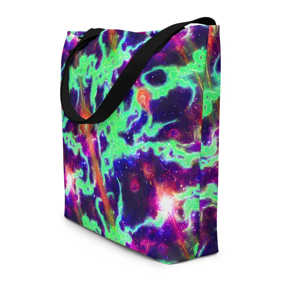 Neon Dragonfield on Large Tote Bag W/ Pocket — Front