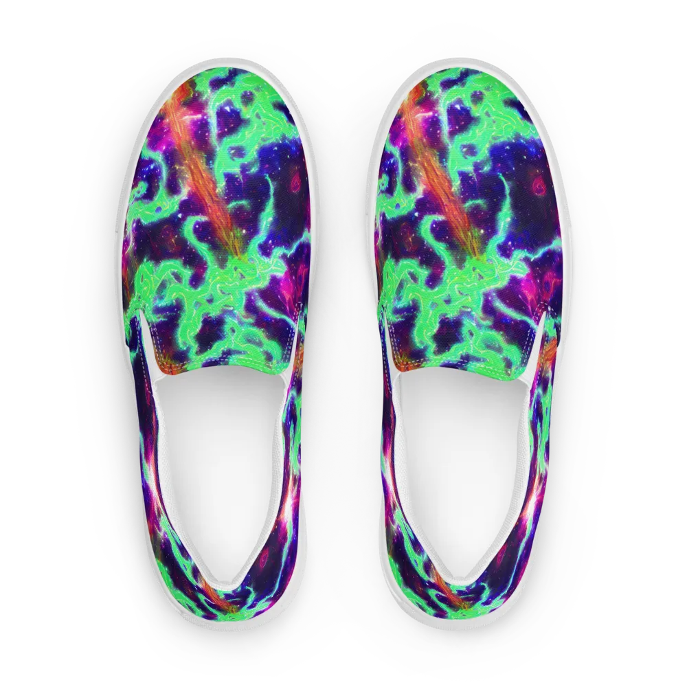 Neon Dragonfield on Women's Slip-On Canvas Shoes — Front
