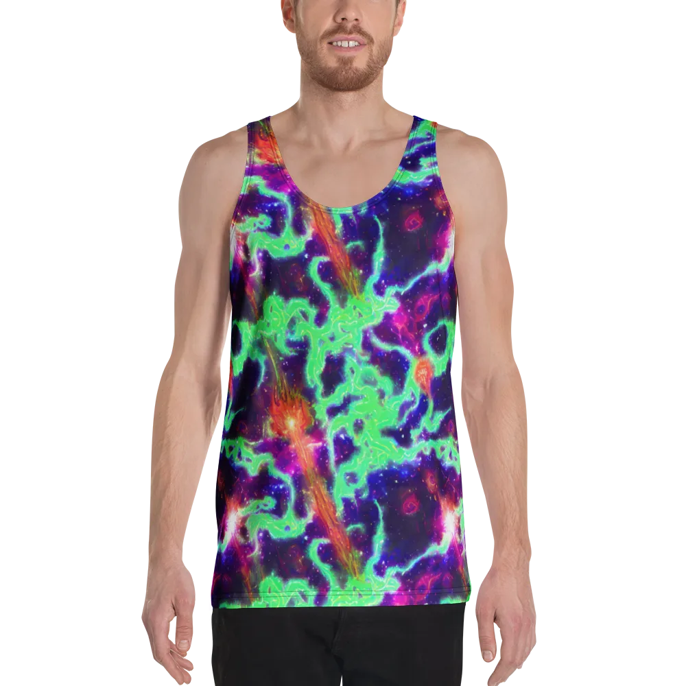 Neon Dragonfield on Men's Tank Top — Front