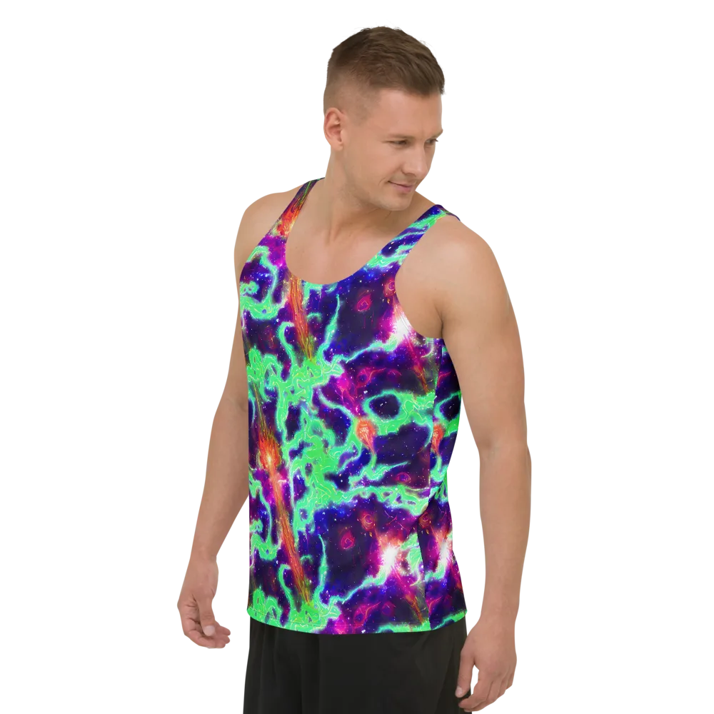 Neon Dragonfield on Men's Tank Top — Left Front