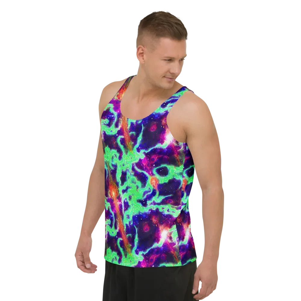 Neon Dragonfield on Men's Tank Top — Left Front