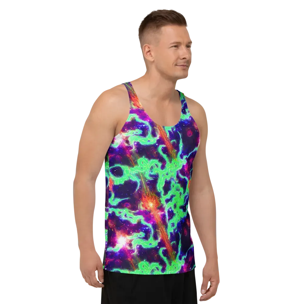 Neon Dragonfield on Men's Tank Top — Right Front