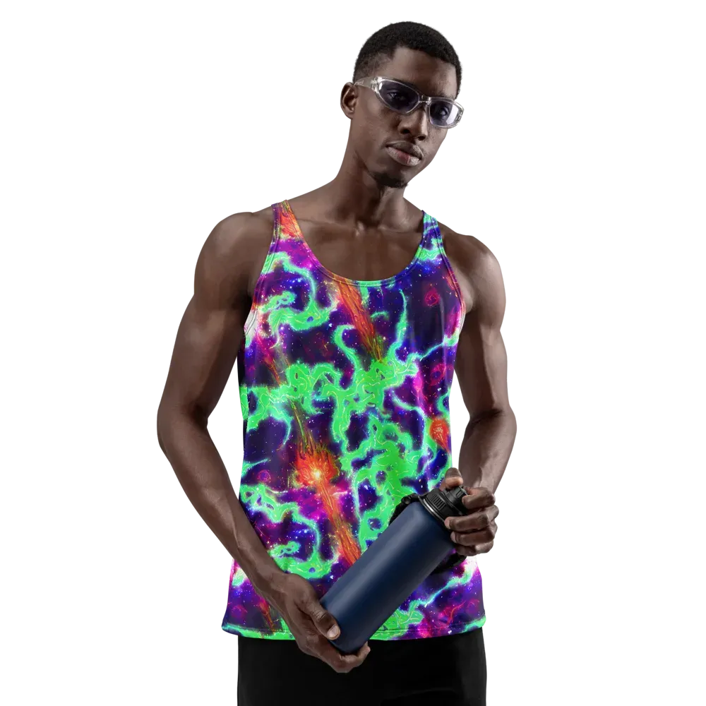 Neon Dragonfield on Men's Tank Top — Front