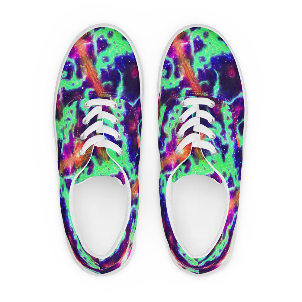 Neon Dragonfield on Men's Lace-Up Canvas Shoes — Front