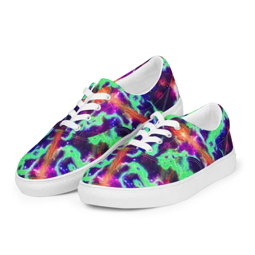 Neon Dragonfield on a Men's Lace-Up Canvas Shoes