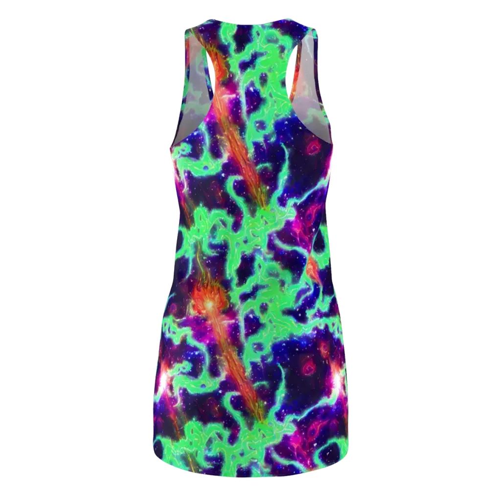 Neon Dragonfield on Racerback Dress — Back