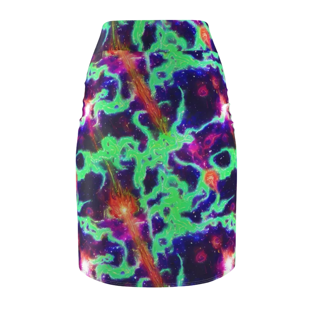 Neon Dragonfield on Pencil Skirt — Back