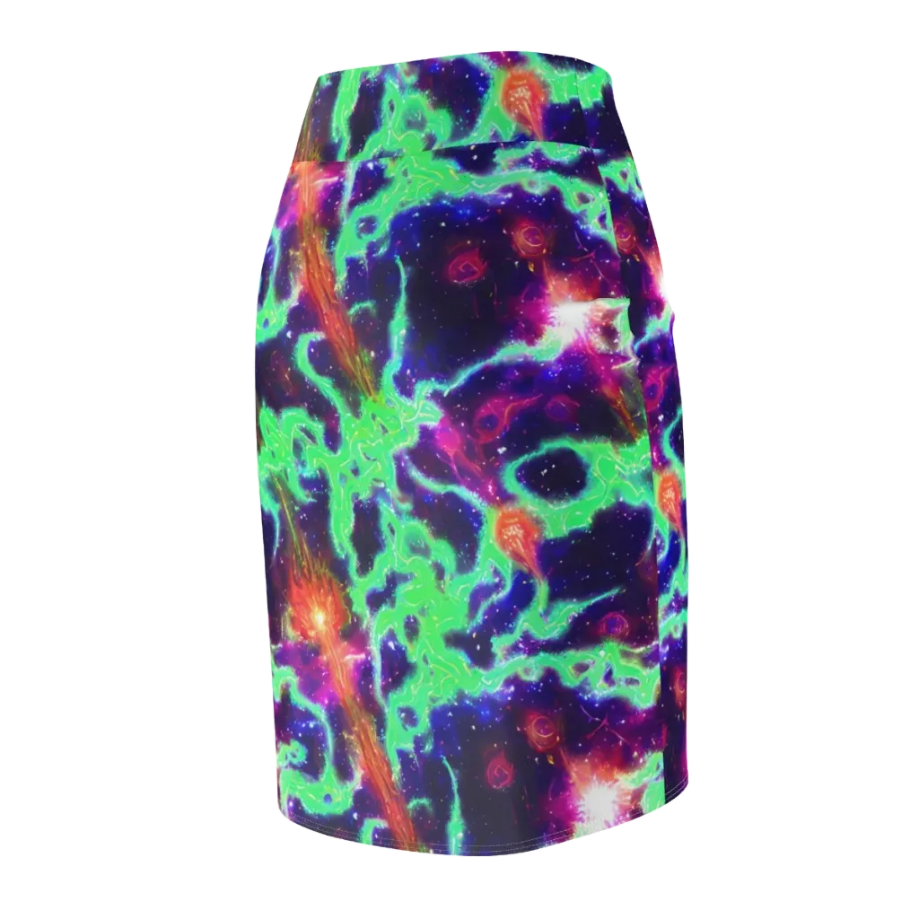 Neon Dragonfield on Pencil Skirt — Back Side