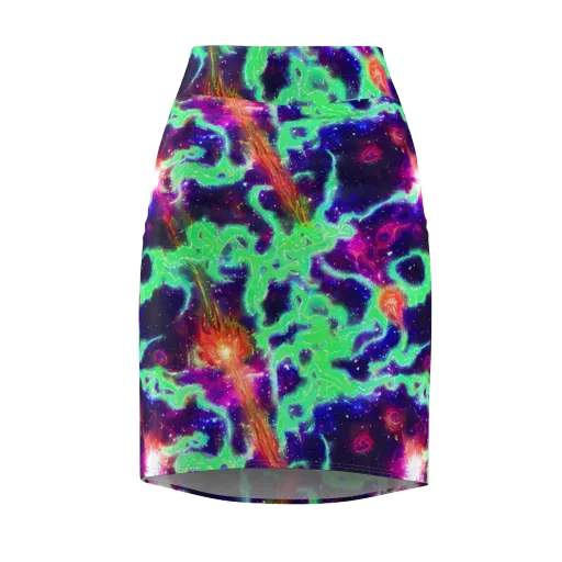 Neon Dragonfield on a Pencil Skirt