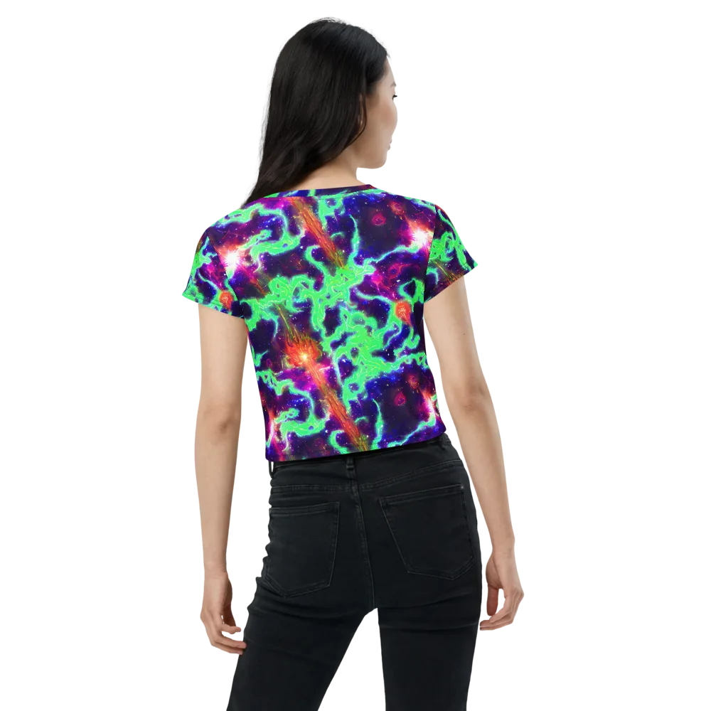 Neon Dragonfield on Crop Tee — Back