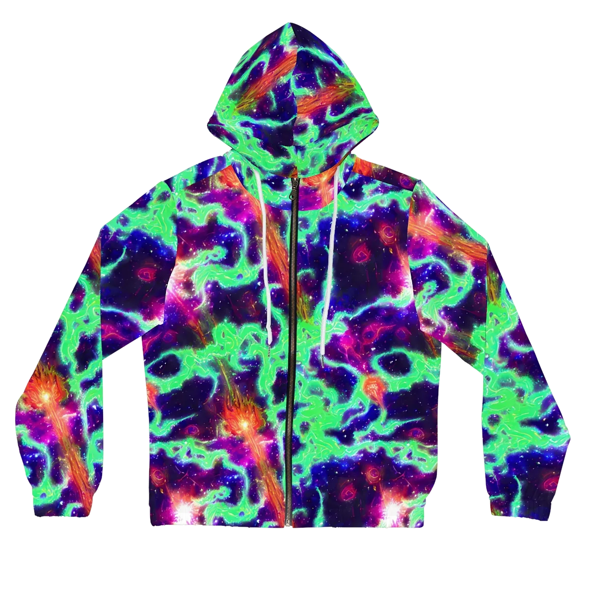 Neon Dragonfield on Women's Full-Zip Hoodie — Front