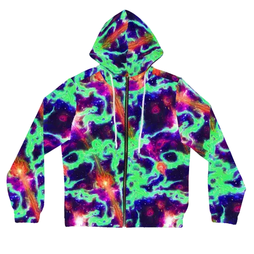 Neon Dragonfield on a Women's Full-Zip Hoodie