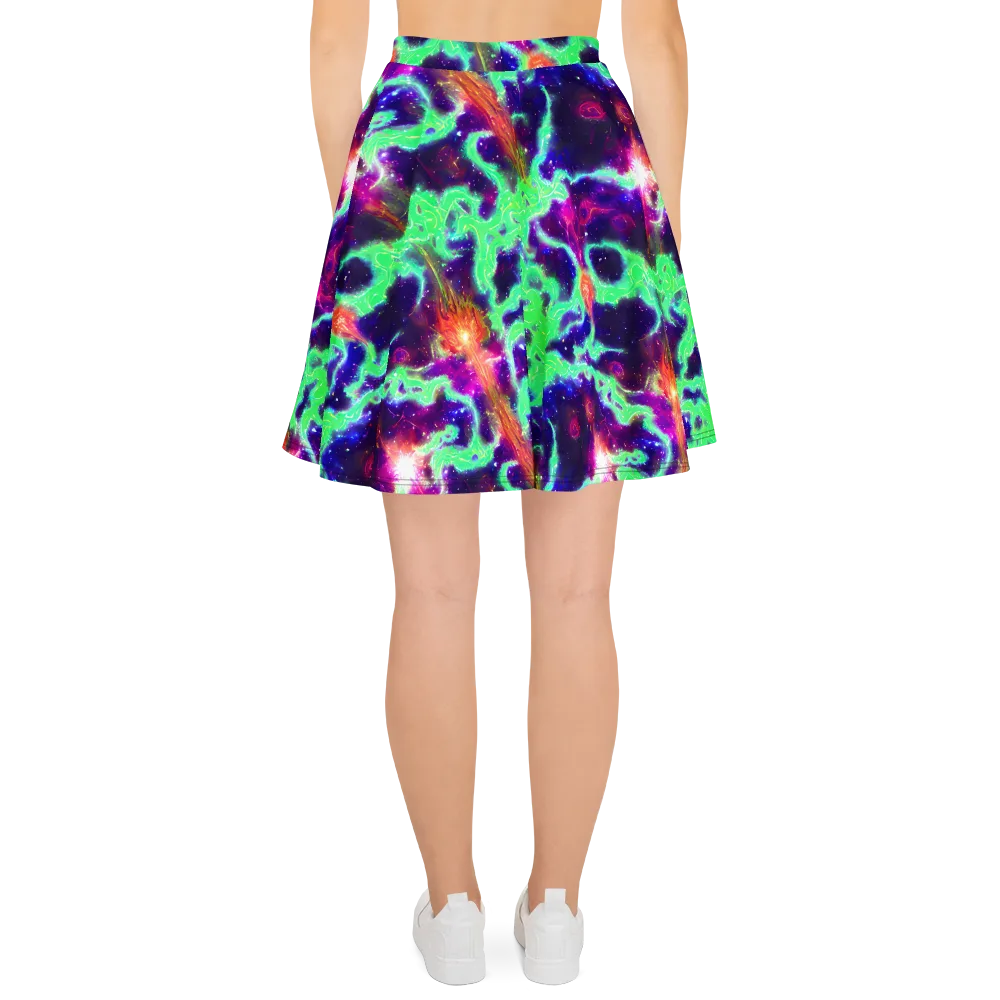 Neon Dragonfield on Skater Skirt — Back