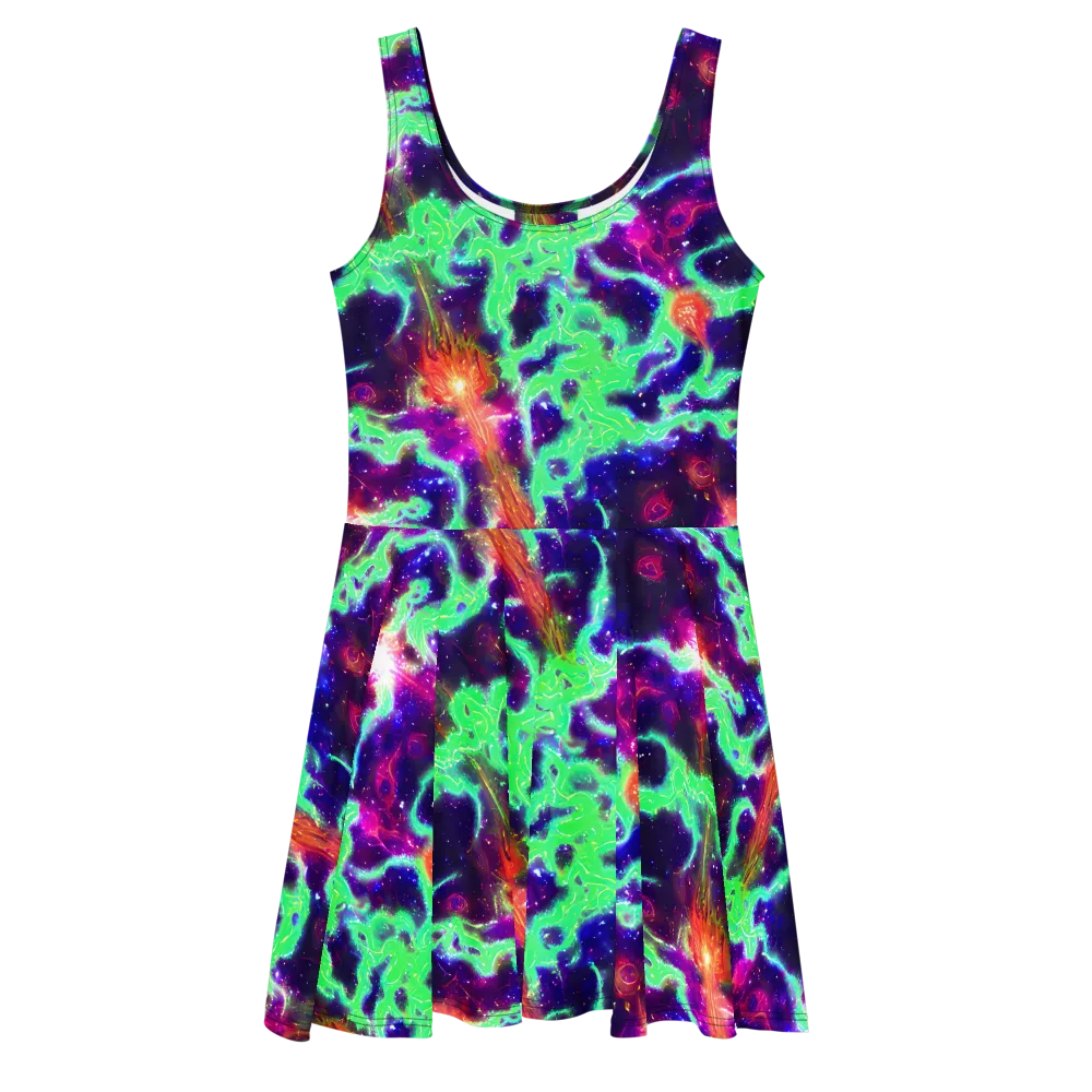 Neon Dragonfield on Skater Dress — Front