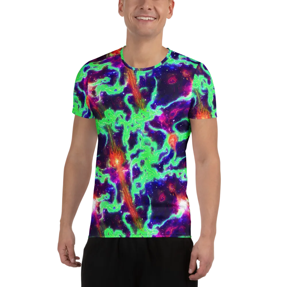 Neon Dragonfield on Men's Athletic T-Shirt — Front