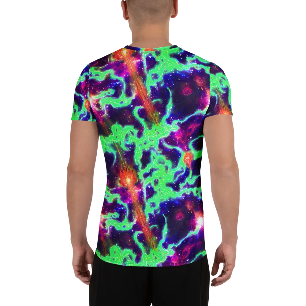 Neon Dragonfield on Men's Athletic T-Shirt — Back