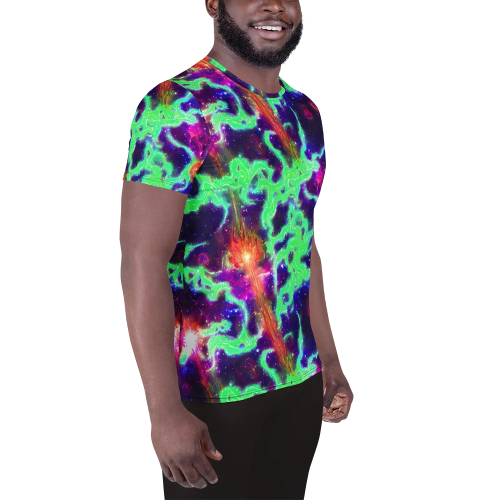 Neon Dragonfield on Men's Athletic T-Shirt — Right