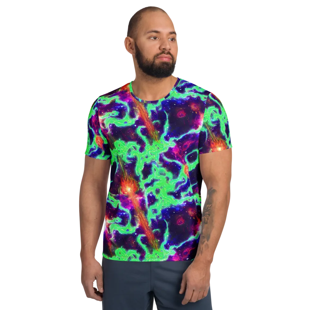 Neon Dragonfield on Men's Athletic T-Shirt — Front