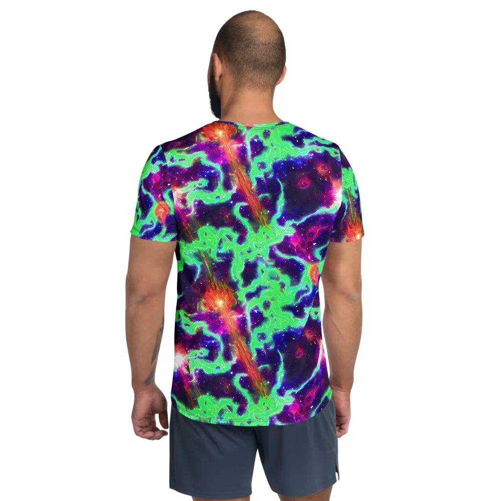 Neon Dragonfield on Men's Athletic T-Shirt — Back