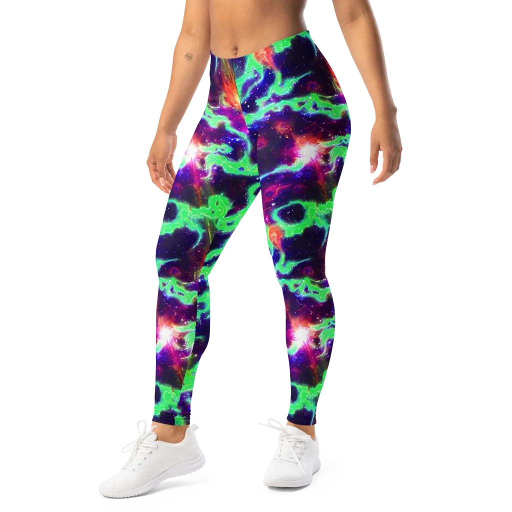 Neon Dragonfield on Leggings — Left Front