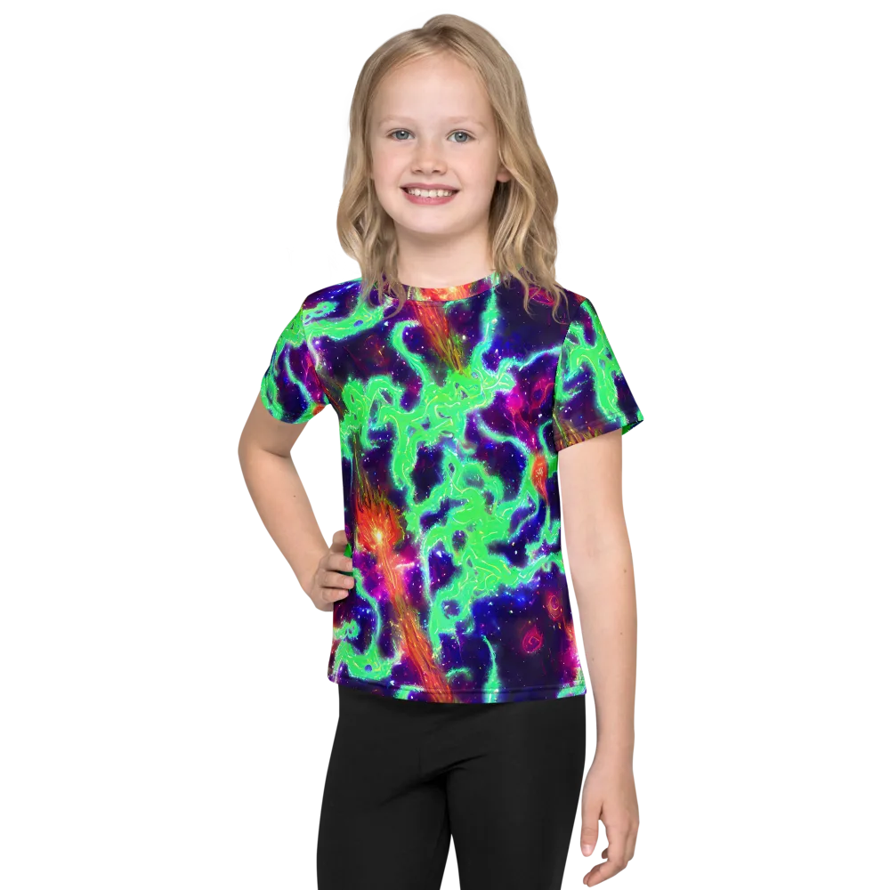 Neon Dragonfield on Kids Crew Neck T-Shirt — Front