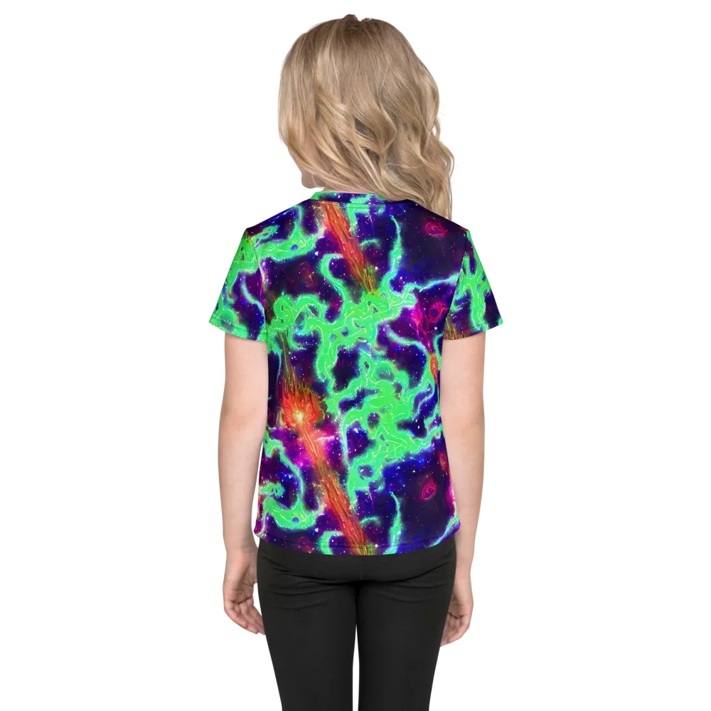 Neon Dragonfield on Kids Crew Neck T-Shirt — Back