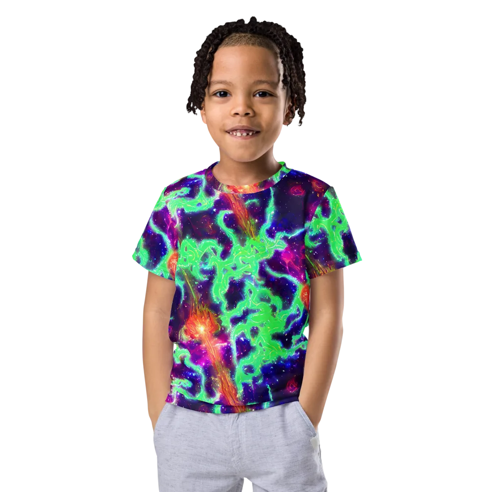 Neon Dragonfield on Kids Crew Neck T-Shirt — Front