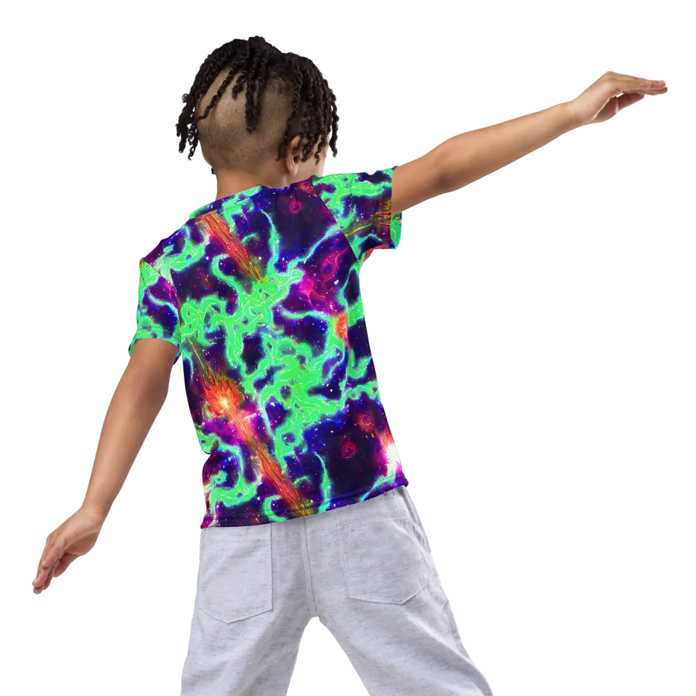 Neon Dragonfield on Kids Crew Neck T-Shirt — Back