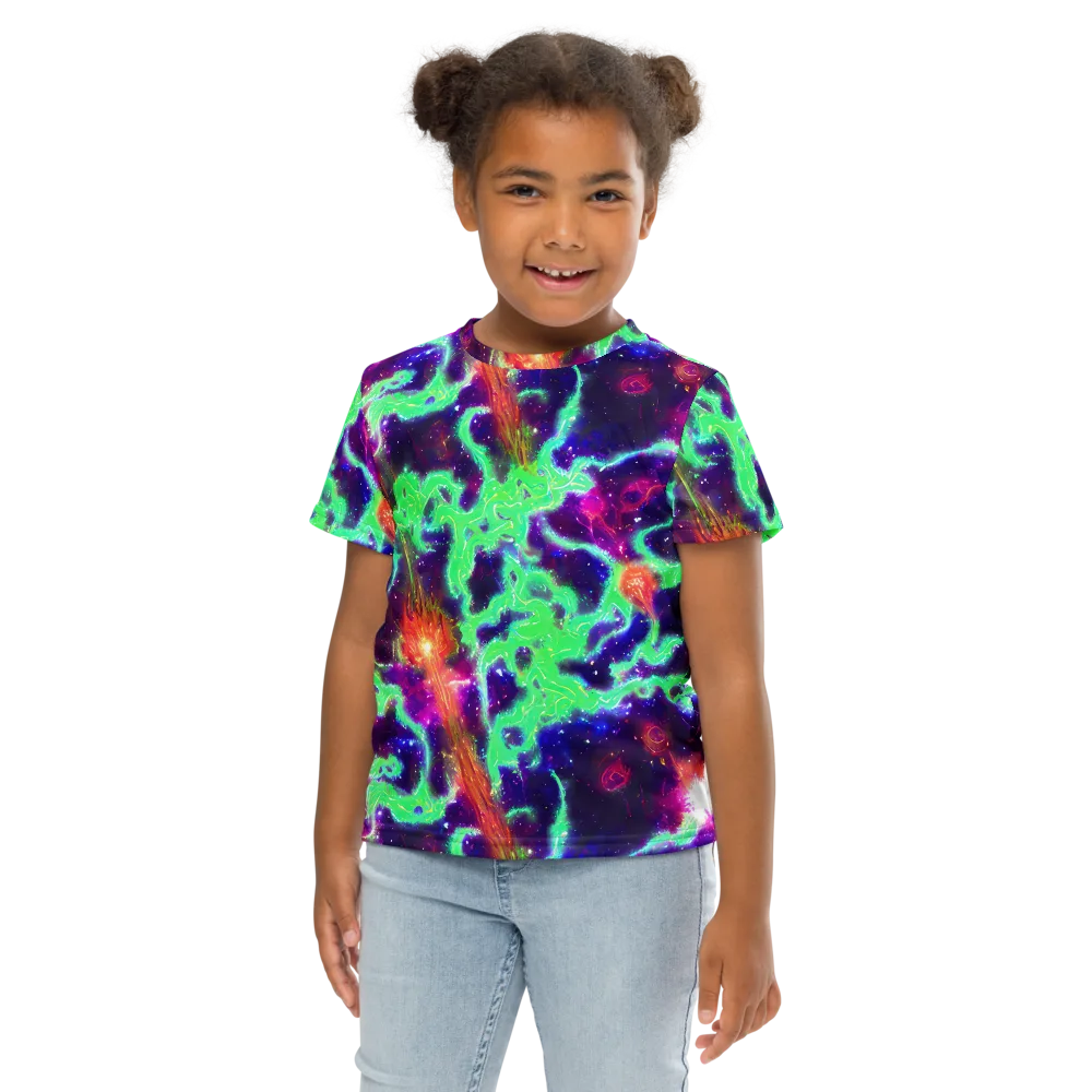 Neon Dragonfield on Kids Crew Neck T-Shirt — Front