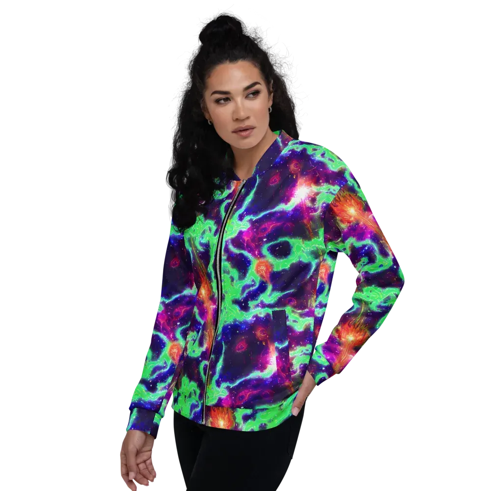 Neon Dragonfield on Bomber Jacket — Left