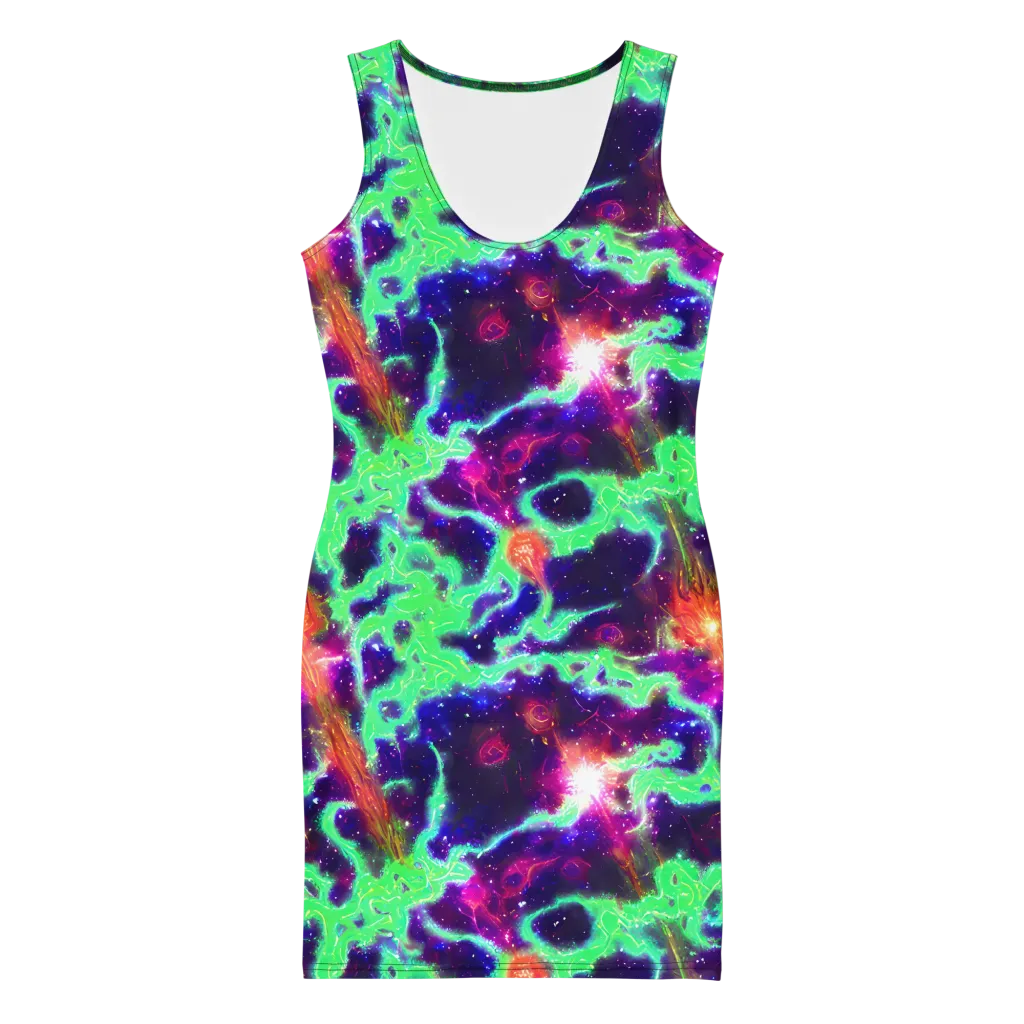 Neon Dragonfield on Bodycon Dress — Front
