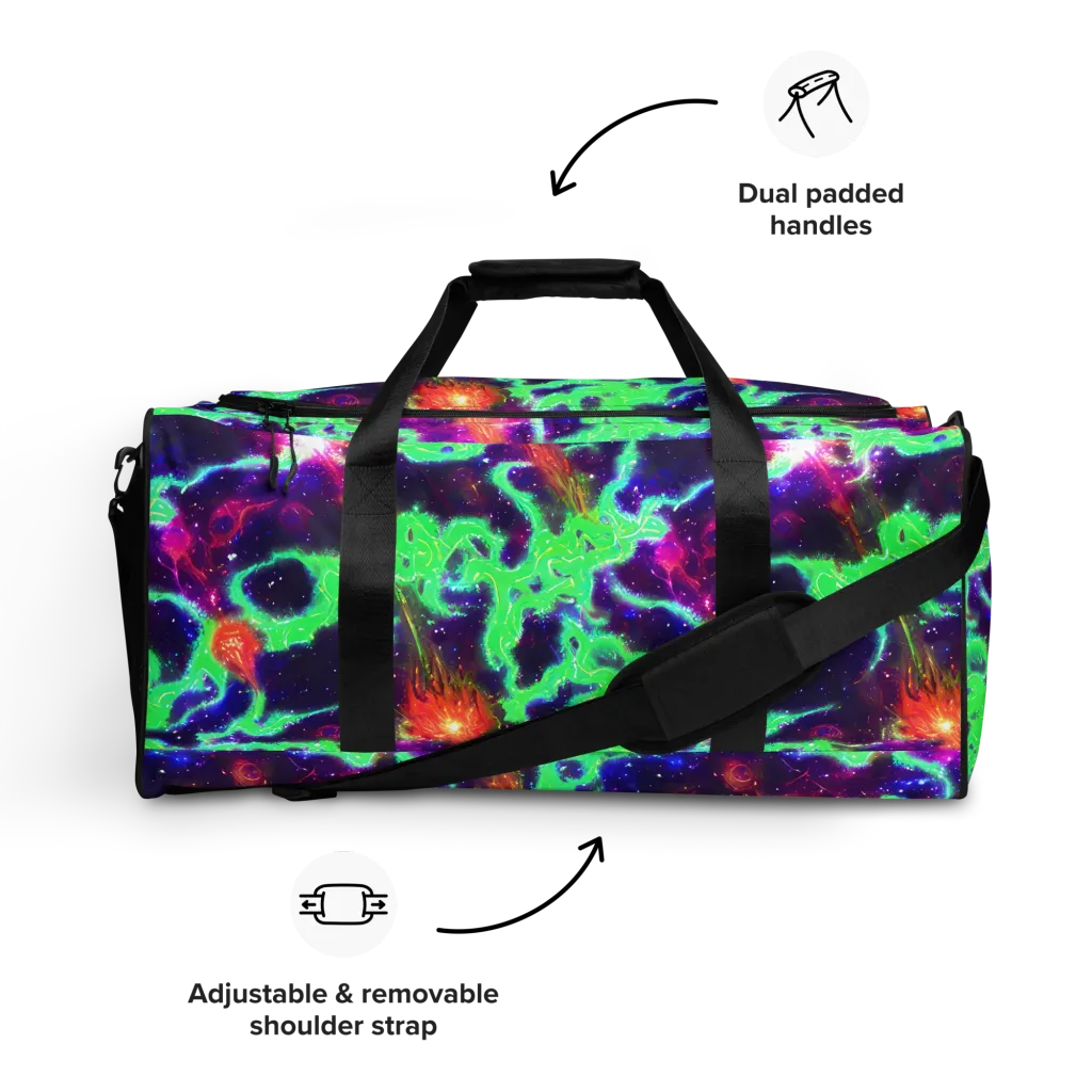 Neon Dragonfield on Duffle Bag — Front