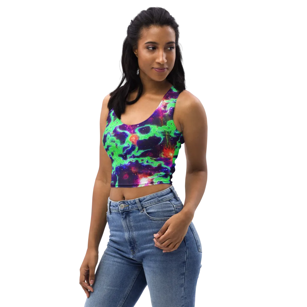 Neon Dragonfield on Crop Top — Left Front