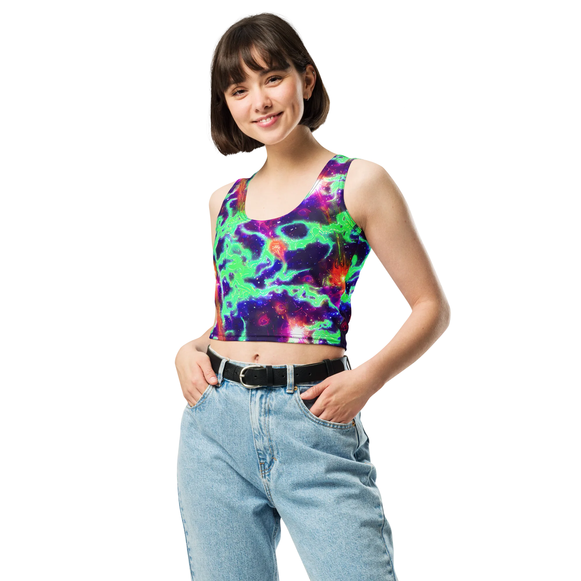 Neon Dragonfield on Crop Top — Front