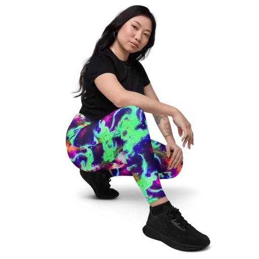 Neon Dragonfield on a Leggings with Pockets