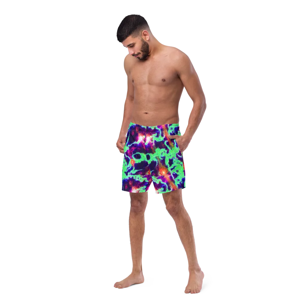 Neon Dragonfield on Swim Trunks — Left Front