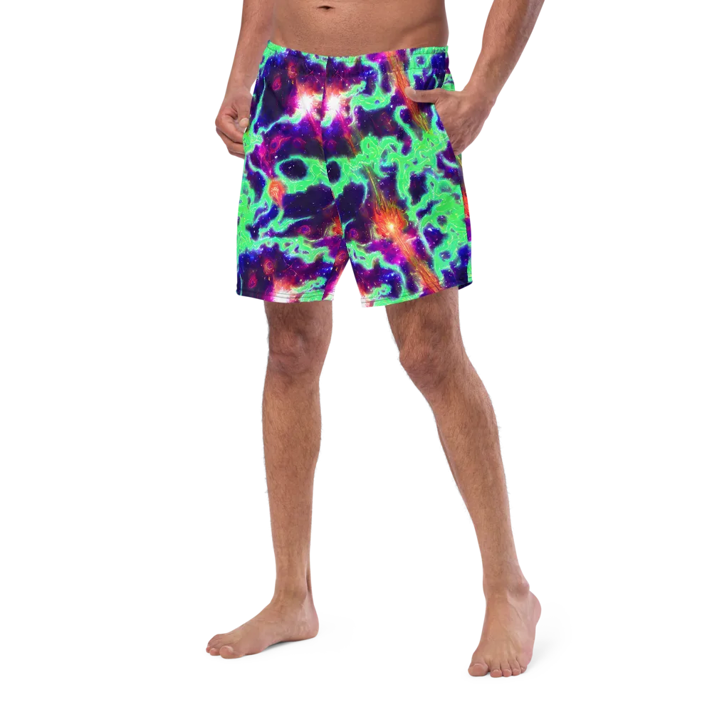 Neon Dragonfield on Swim Trunks — Left Front