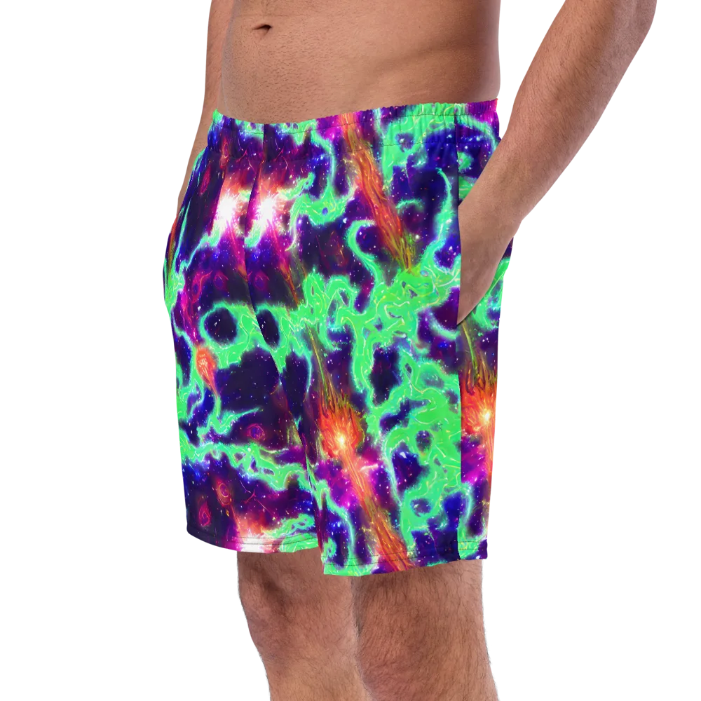 Neon Dragonfield on Swim Trunks — Left Front