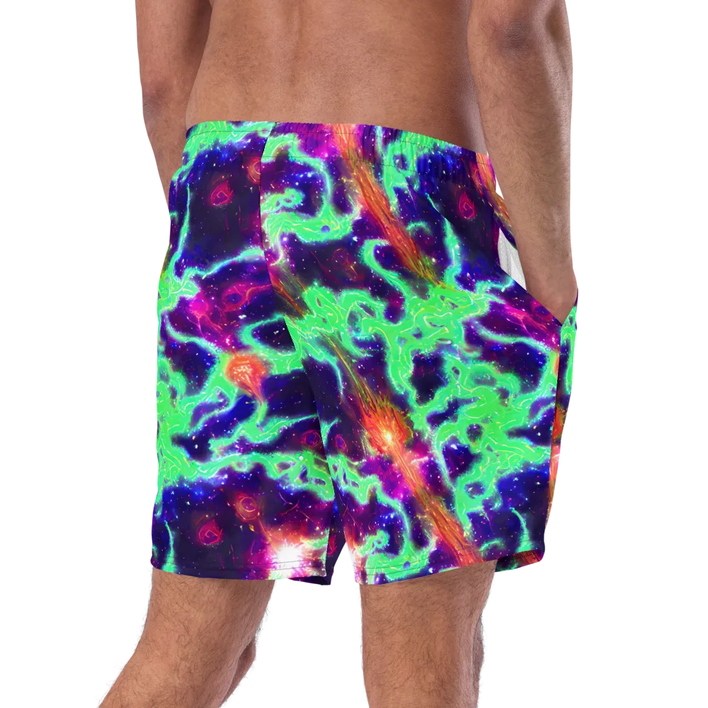 Neon Dragonfield on Swim Trunks — Right Back