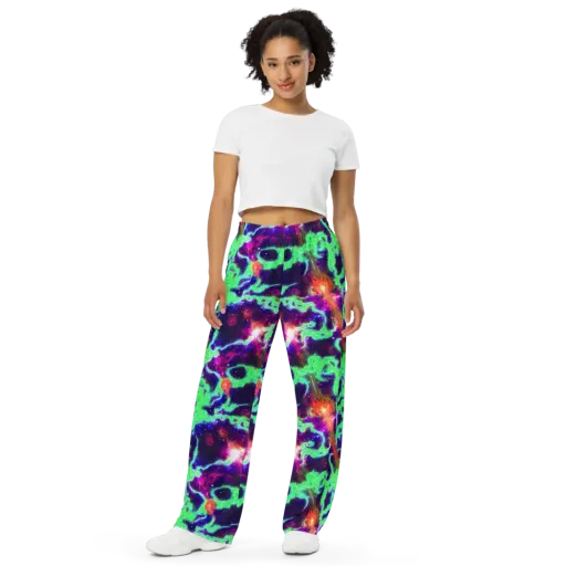Neon Dragonfield on a Wide-Leg Pants