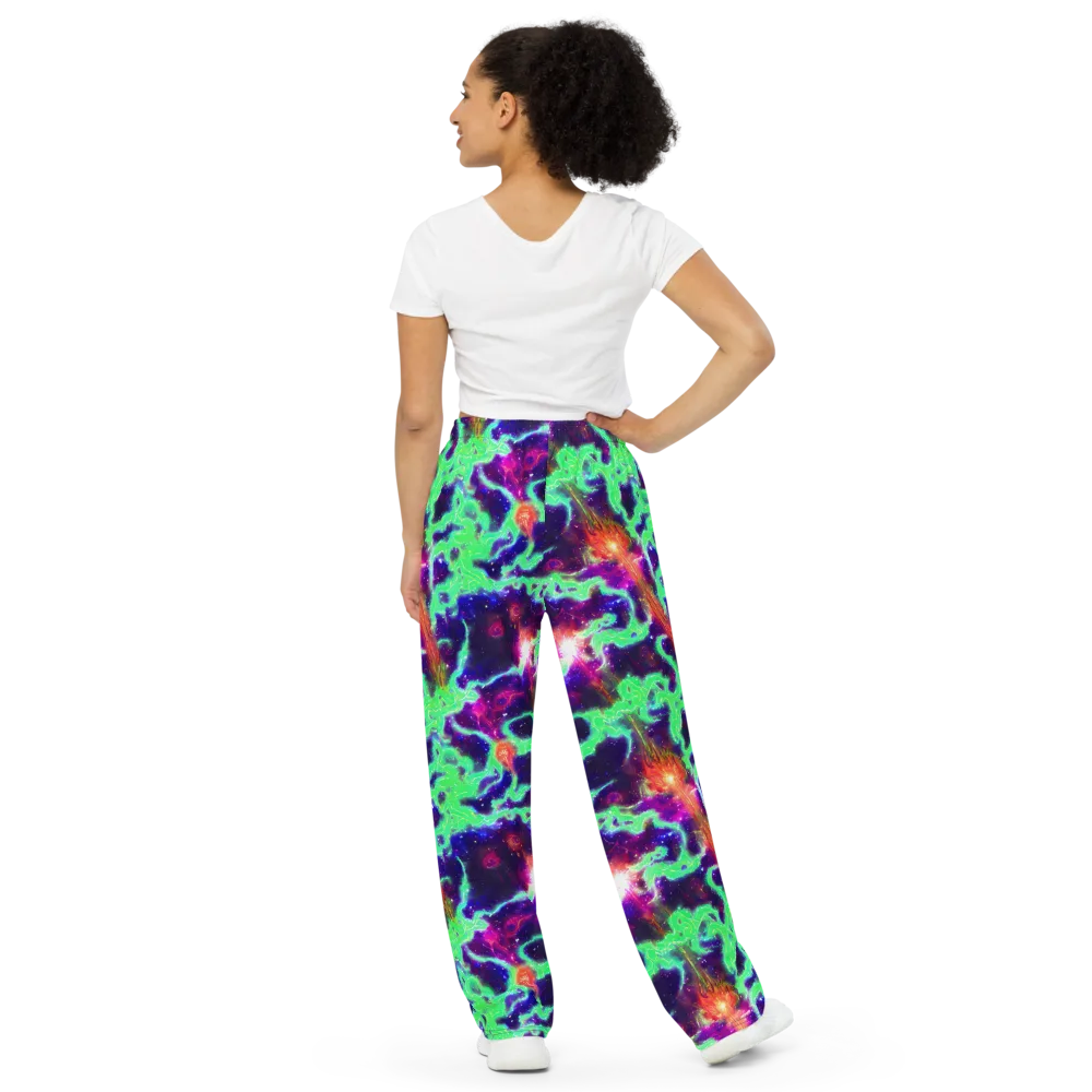 Neon Dragonfield on Wide-Leg Pants — Back
