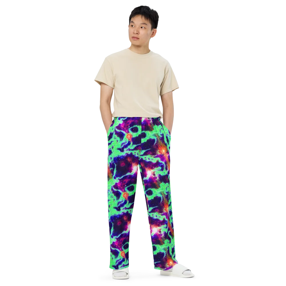 Neon Dragonfield on Wide-Leg Pants — Front