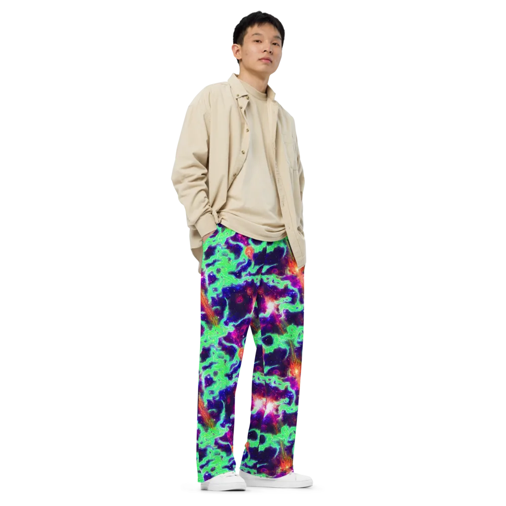 Neon Dragonfield on Wide-Leg Pants — Right Front