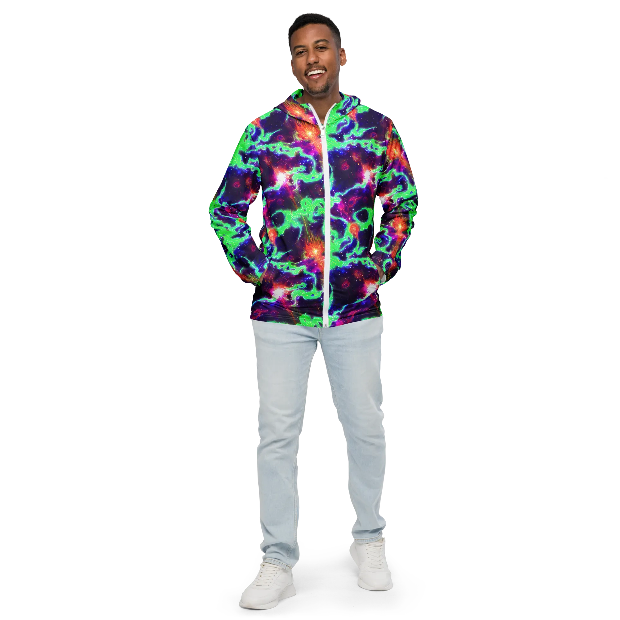 Neon Dragonfield on Men's Windbreaker — Front
