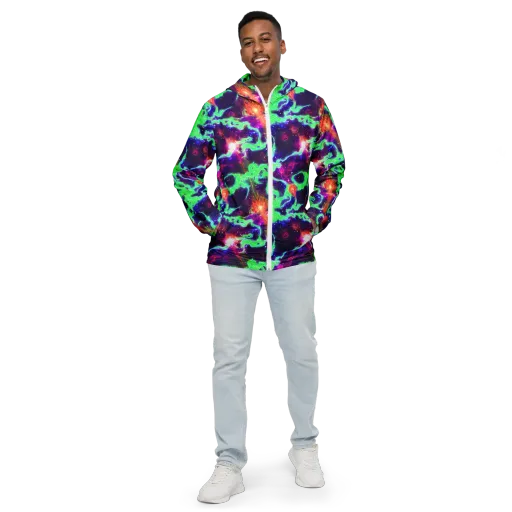 Neon Dragonfield on a Men's Windbreaker