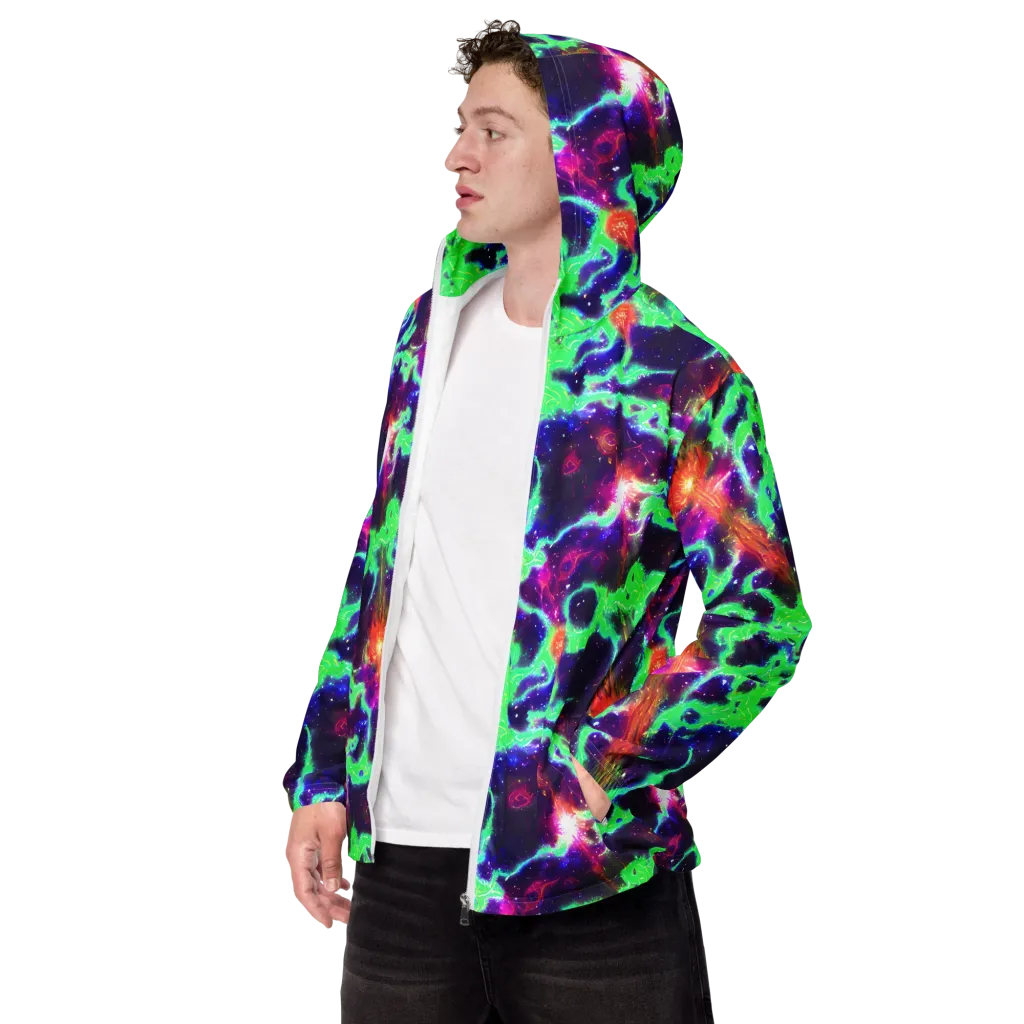 Neon Dragonfield on Men's Windbreaker — Left Front
